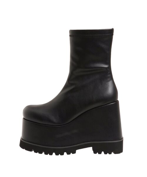EVRIS(エヴリス)の「フェイクレザープラットフォームブーツ(ブーツ・レディース・ブラック/ブラウン・LARGE/MEDIUM/SMALL)」の3枚目の写真
