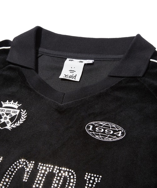 X-girl(エックスガール)の「RHINESTONE LOGO VELOUR GAME SHIRT DRESS(ワンピース・レディース・ブラック/ブラウン/グレー・S/M)」の13枚目の写真