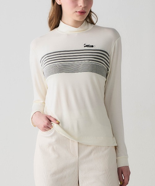 STUDIO PICONE(スタジオピッコーネ)の「フロントボーダー発熱プルオーバー(Tシャツ/カットソー・レディース・ブラック/ブラウン/ホワイト・M/L/LL)」の14枚目の写真