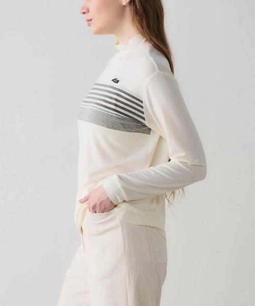 STUDIO PICONE(スタジオピッコーネ)の「フロントボーダー発熱プルオーバー(Tシャツ/カットソー・レディース・ブラック/ブラウン/ホワイト・M/L/LL)」の11枚目の写真