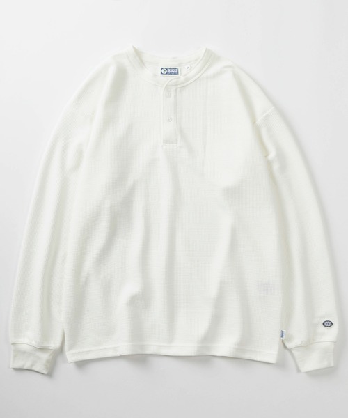 DISCUS（ディスカス）の「【71】【DISCUS/ディスカス】無地 ワッフル ヘンリーネック  ロングスリーブ Tシャツ/サーマル/ロンT/インナー/ユニセックス/レディース/メンズ（Tシャツ/カットソー・メンズ・グリーン/アイボリー/ネイビー/ブラック・M/L/XL）」の5枚目の写真