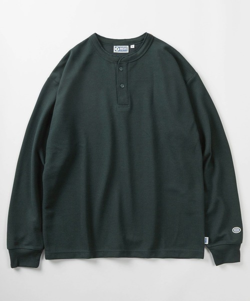 DISCUS（ディスカス）の「【71】【DISCUS/ディスカス】無地 ワッフル ヘンリーネック  ロングスリーブ Tシャツ/サーマル/ロンT/インナー/ユニセックス/レディース/メンズ（Tシャツ/カットソー・メンズ・グリーン/アイボリー/ネイビー/ブラック・M/L/XL）」の9枚目の写真