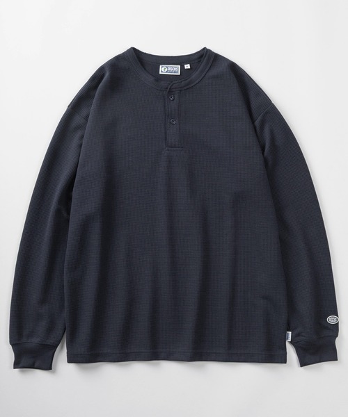 DISCUS（ディスカス）の「【71】【DISCUS/ディスカス】無地 ワッフル ヘンリーネック  ロングスリーブ Tシャツ/サーマル/ロンT/インナー/ユニセックス/レディース/メンズ（Tシャツ/カットソー・メンズ・グリーン/アイボリー/ネイビー/ブラック・M/L/XL）」の11枚目の写真