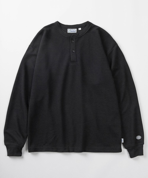 DISCUS（ディスカス）の「【71】【DISCUS/ディスカス】無地 ワッフル ヘンリーネック  ロングスリーブ Tシャツ/サーマル/ロンT/インナー/ユニセックス/レディース/メンズ（Tシャツ/カットソー・メンズ・グリーン/アイボリー/ネイビー/ブラック・M/L/XL）」の7枚目の写真
