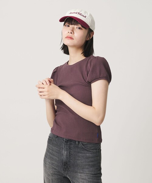NICE WEATHER(ナイスウェザー)の「<NICE WEATHER>ヘルシーギャザースリーブトップス(Tシャツ/カットソー・レディース・ネイビー/ワイン・FREE)」の4枚目の写真