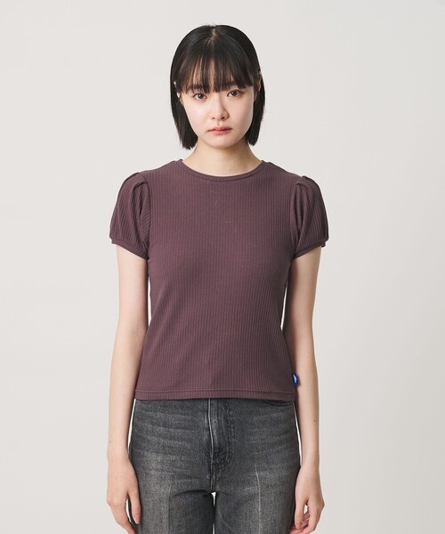 NICE WEATHER(ナイスウェザー)の「<NICE WEATHER>ヘルシーギャザースリーブトップス(Tシャツ/カットソー・レディース・ネイビー/ワイン・FREE)」の6枚目の写真