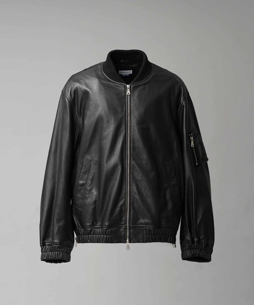 MAISON SPECIAL(メゾンスペシャル)の「《UNISEX》Sheep Leather Prime-Over MA-1/シープレザープライムオーバーMA-1【MAISON SPECIAL/メゾンスペシャル】(MA-1・メンズ・ブラック/ダークブラック・0/1/2)」の12枚目の写真
