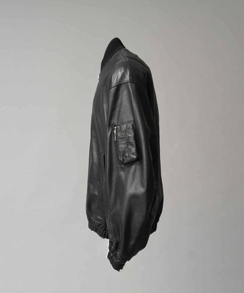 MAISON SPECIAL(メゾンスペシャル)の「《UNISEX》Sheep Leather Prime-Over MA-1/シープレザープライムオーバーMA-1【MAISON SPECIAL/メゾンスペシャル】(MA-1・メンズ・ブラック/ダークブラック・0/1/2)」の13枚目の写真