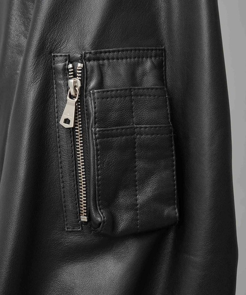 MAISON SPECIAL(メゾンスペシャル)の「《UNISEX》Sheep Leather Prime-Over MA-1/シープレザープライムオーバーMA-1【MAISON SPECIAL/メゾンスペシャル】(MA-1・メンズ・ブラック/ダークブラック・0/1/2)」の17枚目の写真