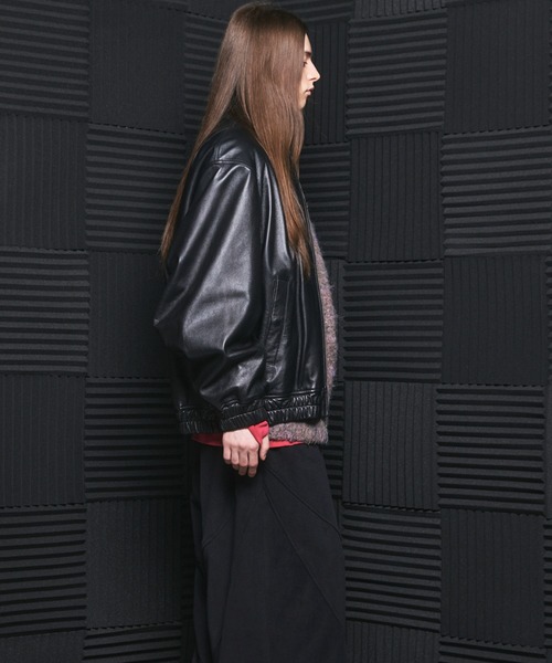 MAISON SPECIAL(メゾンスペシャル)の「《UNISEX》Sheep Leather Prime-Over MA-1/シープレザープライムオーバーMA-1【MAISON SPECIAL/メゾンスペシャル】(MA-1・メンズ・ブラック/ダークブラック・0/1/2)」の6枚目の写真