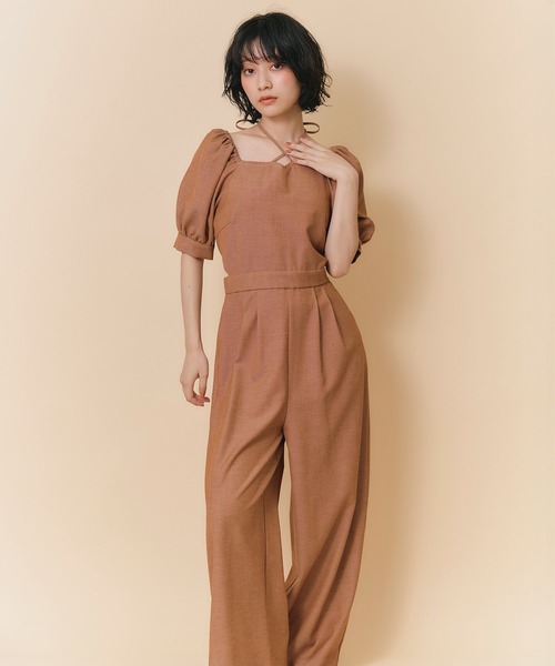 REDYAZEL(レディアゼル)の「バイカラーステッチサイドカットアウトオールインワン(つなぎ/オールインワン・レディース・ネイビー/ブラウン/ブルー・FREE)」の18枚目の写真