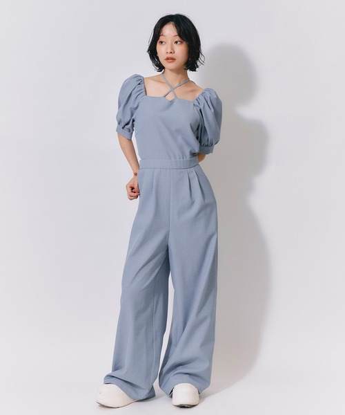 REDYAZEL(レディアゼル)の「バイカラーステッチサイドカットアウトオールインワン(つなぎ/オールインワン・レディース・ネイビー/ブラウン/ブルー・FREE)」の9枚目の写真