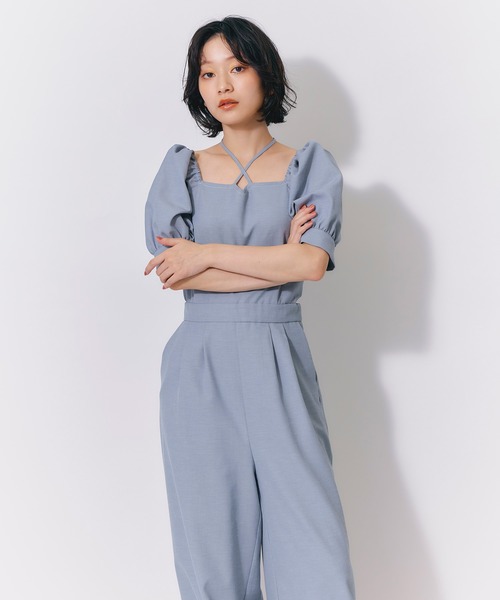 REDYAZEL(レディアゼル)の「バイカラーステッチサイドカットアウトオールインワン(つなぎ/オールインワン・レディース・ネイビー/ブラウン/ブルー・FREE)」の10枚目の写真