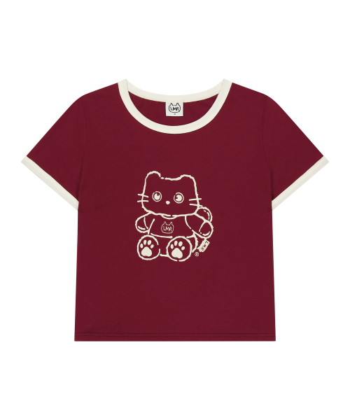 LMR(エルエムアール)の「キャリカチュール シャニョン リンガーTシャツ バーガンディ(Tシャツ/カットソー・レディース・バーガンディー・SMALL/MEDIUM)」の1枚目の写真