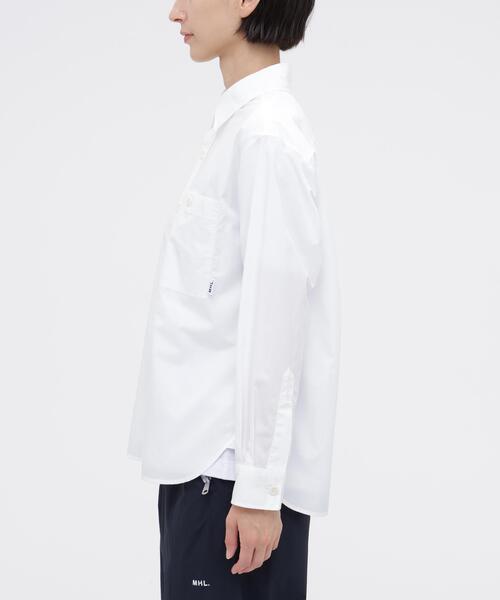 MHL.(エムエイチエル)の「MHL. UTILITY WEAR PIECE DYED COTTON POPLIN SHIRT(シャツ/ブラウス・レディース・ホワイト・SMALL/MEDIUM/LARGE)」の4枚目の写真