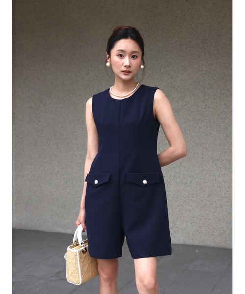 BIRTHDAY BASH(バースデイバッシュ)の「BIG COLLAR CULOTTE ALL IN ONE(ビッグカラーキュロットオールインワン)(つなぎ/オールインワン・レディース・ネイビー/ホワイト・S/M)」の9枚目の写真