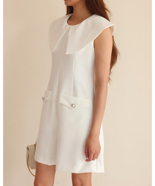 BIRTHDAY BASH(バースデイバッシュ)の「BIG COLLAR CULOTTE ALL IN ONE(ビッグカラーキュロットオールインワン)(つなぎ/オールインワン・レディース・ネイビー/ホワイト・S/M)」の19枚目の写真