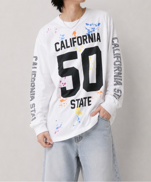 Bling Leads(ブリングリーズ)の「【Bls】 【ZM】【Bling Leads】サーフプリント アソート天竺ロンTEE(Tシャツ/カットソー・メンズ・ライトグレー/ホワイト・FREE)」の1枚目の写真