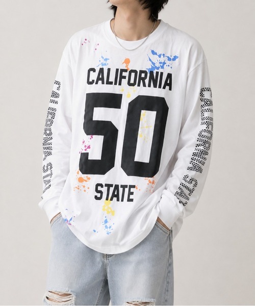 Bling Leads(ブリングリーズ)の「【Bls】 【ZM】【Bling Leads】サーフプリント アソート天竺ロンTEE(Tシャツ/カットソー・メンズ・ライトグレー/ホワイト・FREE)」の4枚目の写真