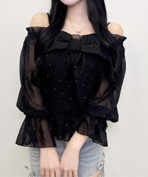 全店完売品【新品未使用タグ付き】アプ　りぼんオフショルブラウス♡ オフショル」に該当するシャツ/ブラウスファッション通販 - ZOZOTOWN