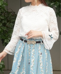 axes femme（アクシーズファム）の「袖デザイン総レース七分袖ＰＯ（Tシャツ/カットソー）」