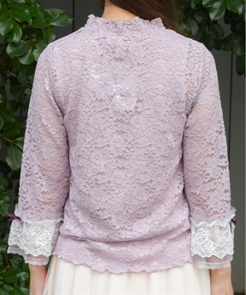axes femme(アクシーズファム)の「袖デザイン総レース七分袖PO(Tシャツ/カットソー・レディース・ラベンダー/ホワイト/ブラック・FREE)」の13枚目の写真