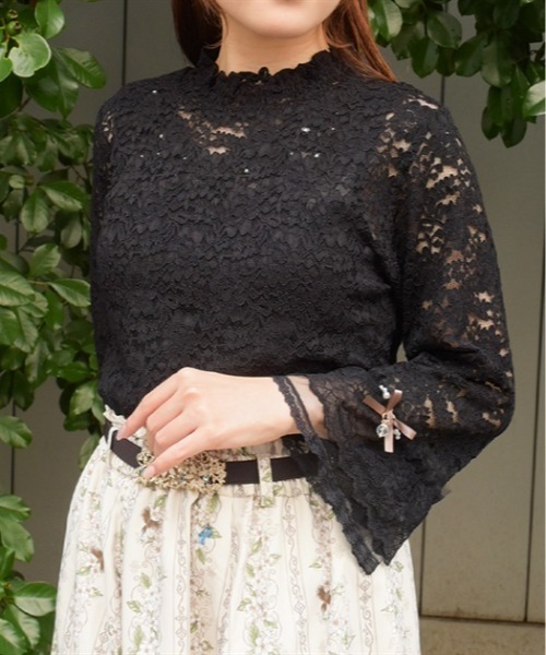 axes femme(アクシーズファム)の「袖デザイン総レース七分袖PO(Tシャツ/カットソー・レディース・ラベンダー/ホワイト/ブラック・FREE)」の9枚目の写真