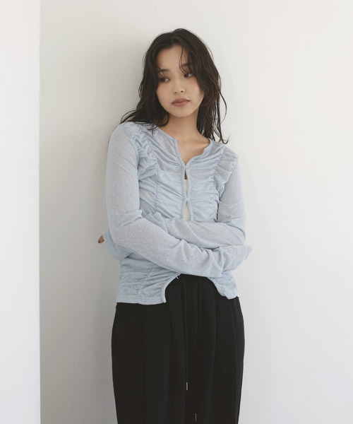 hellam(へラム)の「フロントギャザートップス(Tシャツ/カットソー・レディース・ホワイト/ブラック/チャコール/グレー/イエロー/ブルー・FREE)」の13枚目の写真