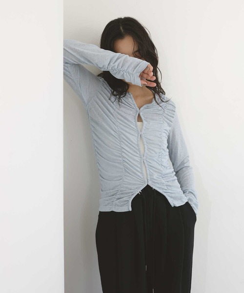 hellam(へラム)の「フロントギャザートップス(Tシャツ/カットソー・レディース・ホワイト/ブラック/チャコール/グレー/イエロー/ブルー・FREE)」の16枚目の写真