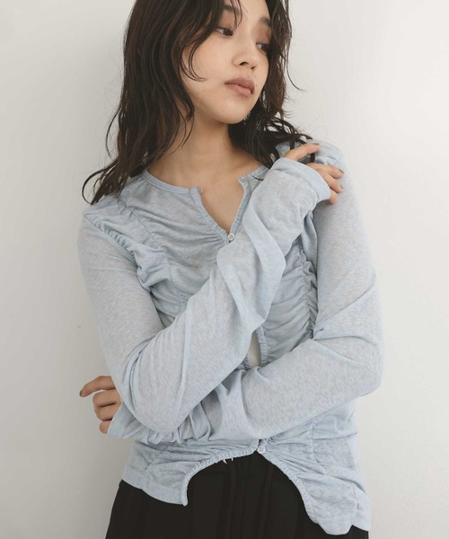 hellam(へラム)の「フロントギャザートップス(Tシャツ/カットソー・レディース・ホワイト/ブラック/チャコール/グレー/イエロー/ブルー・FREE)」の17枚目の写真