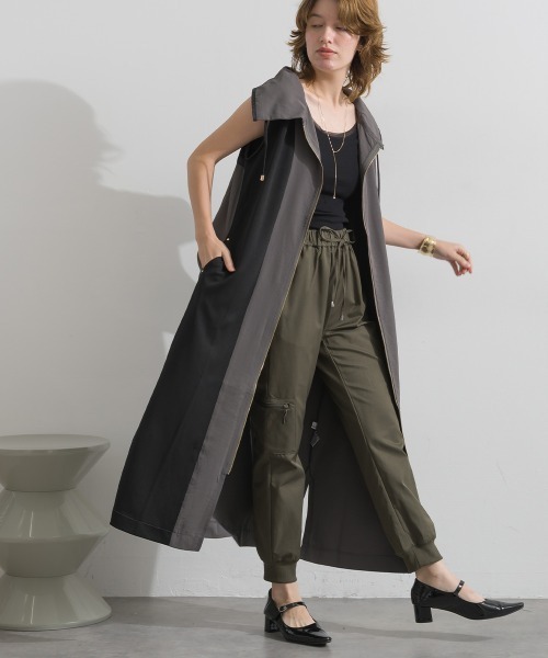 Material（Avenue）（マテリアル）の「【Material】圧縮ツイル ドロストウエスト ワークポケット リブ裾 ジョガー パンツ（カーゴパンツ・レディース・ピンクベージュ/ダークカーキ/ブラック・FREE）」の16枚目の写真