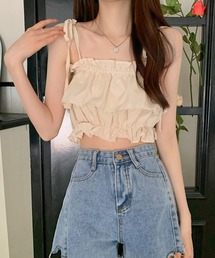 フリル キャミソール ペプラムキャミ夏服