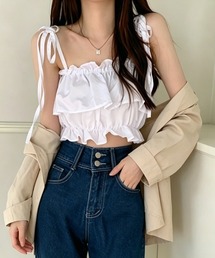 フリル キャミソール ペプラムキャミ夏服