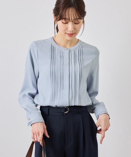 ROPE' PICNIC(ロペピクニック)の「【WEB限定】フロントピンタックブラウス 通勤 お仕事(シャツ/ブラウス・レディース・サックスブルー/チャコールグレー/ホワイト/ベージュ・L/M)」の4枚目の写真