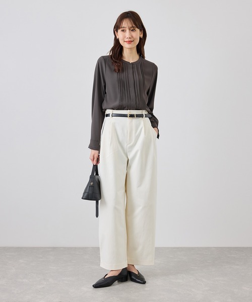 ROPE' PICNIC(ロペピクニック)の「【WEB限定】フロントピンタックブラウス 通勤 お仕事(シャツ/ブラウス・レディース・サックスブルー/チャコールグレー/ホワイト/ベージュ・L/M)」の5枚目の写真