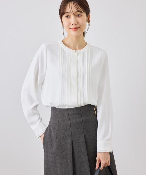 ROPE' PICNIC(ロペピクニック)の「【WEB限定】フロントピンタックブラウス 通勤 お仕事(シャツ/ブラウス・レディース・サックスブルー/チャコールグレー/ホワイト/ベージュ・L/M)」の14枚目の写真
