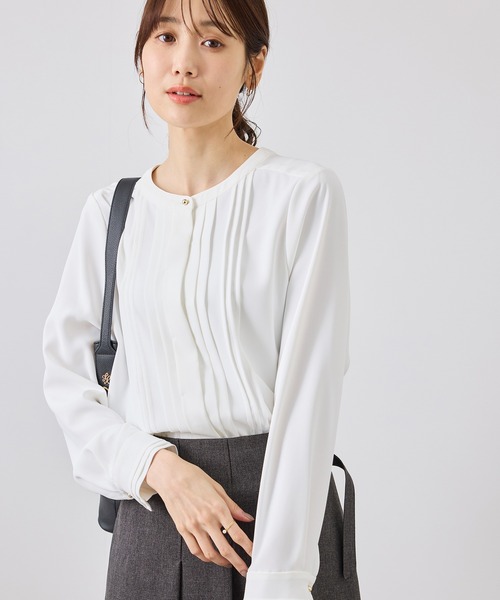 ROPE' PICNIC(ロペピクニック)の「【WEB限定】フロントピンタックブラウス 通勤 お仕事(シャツ/ブラウス・レディース・サックスブルー/チャコールグレー/ホワイト/ベージュ・L/M)」の13枚目の写真