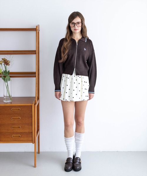 U.S. POLO ASSN.(ユーエスポロアッスン)の「【U.S. POLO ASSN.】clear 別注 ダブルジップニットトップス(Tシャツ/カットソー・レディース・グリーン/ブラウン/アイボリー・F)」の8枚目の写真