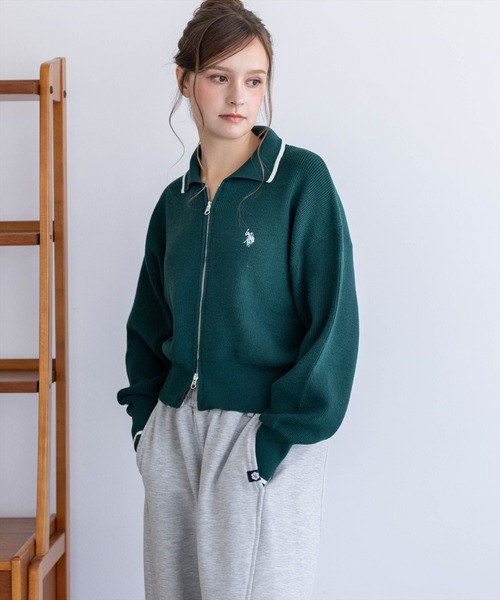 U.S. POLO ASSN.(ユーエスポロアッスン)の「【U.S. POLO ASSN.】clear 別注 ダブルジップニットトップス(Tシャツ/カットソー・レディース・グリーン/ブラウン/アイボリー・F)」の22枚目の写真