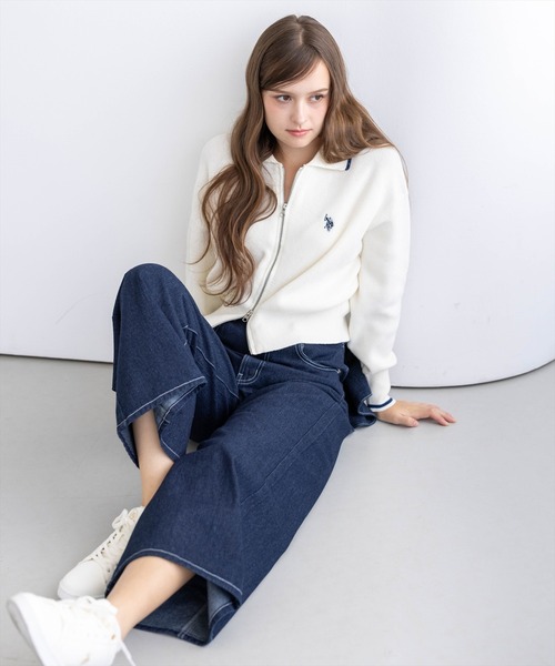 U.S. POLO ASSN.(ユーエスポロアッスン)の「【U.S. POLO ASSN.】clear 別注 ダブルジップニットトップス(Tシャツ/カットソー・レディース・グリーン/ブラウン/アイボリー・F)」の14枚目の写真