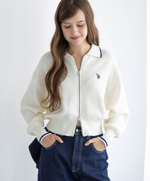 U.S. POLO ASSN.(ユーエスポロアッスン)の「【U.S. POLO ASSN.】clear 別注 ダブルジップニットトップス(Tシャツ/カットソー・レディース・グリーン/ブラウン/アイボリー・F)」の16枚目の写真