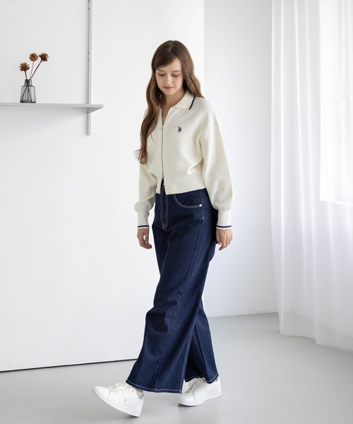 U.S. POLO ASSN.(ユーエスポロアッスン)の「【U.S. POLO ASSN.】clear 別注 ダブルジップニットトップス(Tシャツ/カットソー・レディース・グリーン/ブラウン/アイボリー・F)」の20枚目の写真