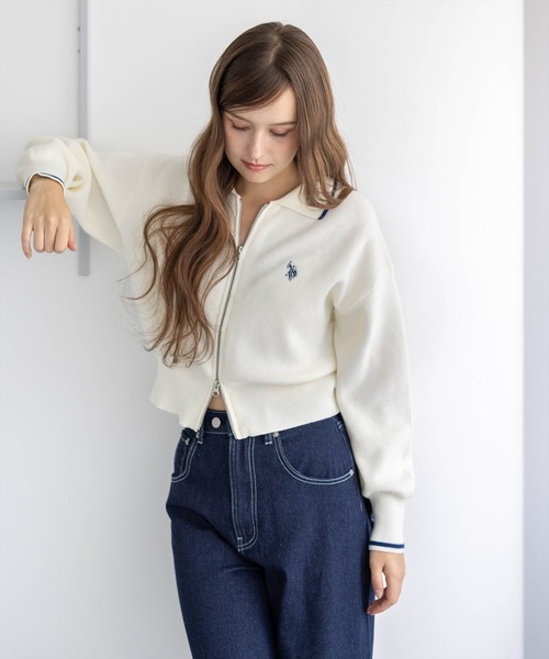 U.S. POLO ASSN.(ユーエスポロアッスン)の「【U.S. POLO ASSN.】clear 別注 ダブルジップニットトップス(Tシャツ/カットソー・レディース・グリーン/ブラウン/アイボリー・F)」の17枚目の写真