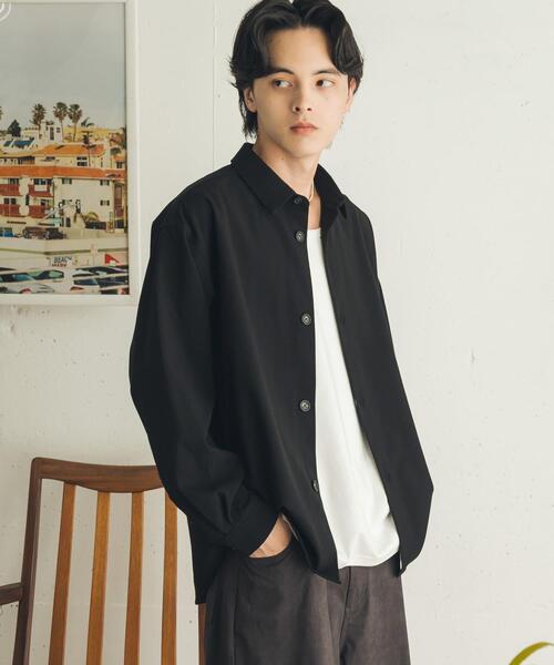 SENSE OF PLACE by URBAN RESEARCH（センスオブプレイスバイアーバンリサーチ）の「『イージーケア』カラールーズシャツ（シャツ/ブラウス・メンズ・ライトカーキ/ライトベージュ/ベージュ系その他/ブラック/グレー系その他・LARGE/MEDIUM）」の2枚目の写真