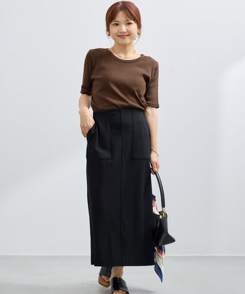 COHINA(コヒナ)の「【接触冷感/UV/防しわ】カットジョーゼットIラインスカート 【低身長・小柄女性】(スカート・レディース・ブラック/モカ/ブルー・S-Regular/XS-Short/XS-Regular/S-Short)」の9枚目の写真