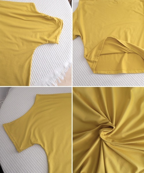 Miniministore(ミニミニストア)の「オフショルダーTシャツ カットソー 半袖(Tシャツ/カットソー・レディース・イエロー/ブラック/ワインレッド/ピンク/ホワイト・FREE)」の7枚目の写真