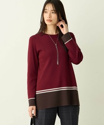 バイカラーチュニックニットプルオーバー【毛玉になりにくい・ハンドウォッシャブル】
