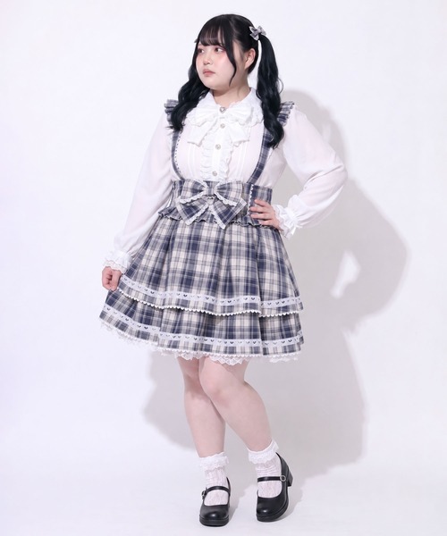 DearMyLoveWhip(ディアマイラブホイップ)の「ハートはしごレースフリルスカート(スカート・レディース・ネイビー/ブラック/ホワイト・5L/4L)」の4枚目の写真
