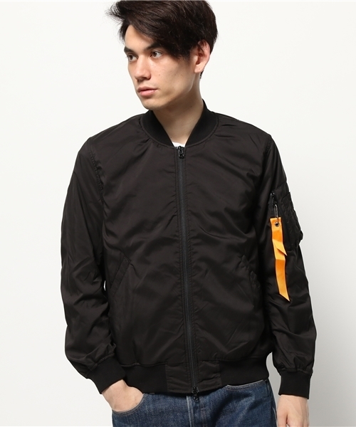 CIAOPANIC（チャオパニック）の「【Ciaopanic】　PE×天竺ボンディングMA-1（ブルゾン・メンズ・ブラック/オリーブ・LARGE/MEDIUM）」の2枚目の写真