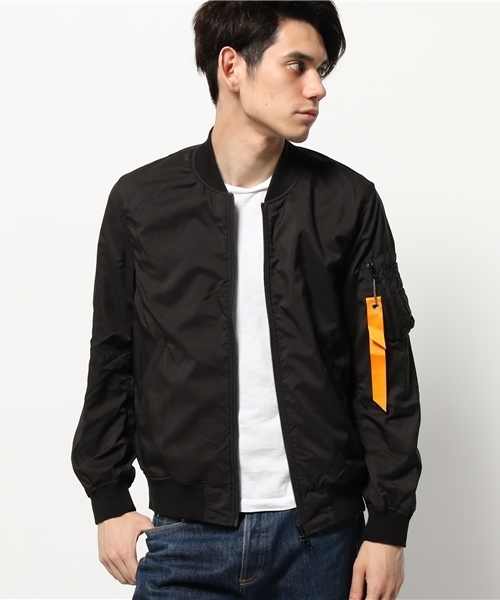 CIAOPANIC（チャオパニック）の「【Ciaopanic】　PE×天竺ボンディングMA-1（ブルゾン・メンズ・ブラック/オリーブ・LARGE/MEDIUM）」の8枚目の写真